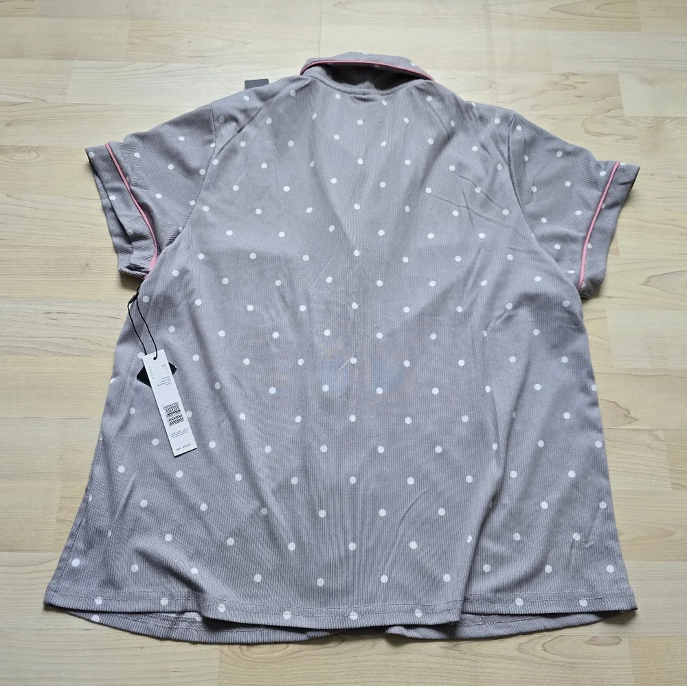 Tahari Crop Length Short Skeeve Polka Dot Pajamas Size Large NWT